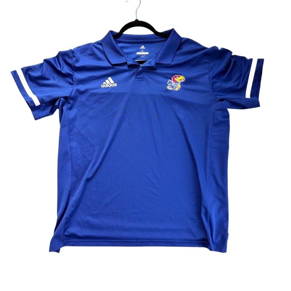 Adidas Kansas Jayhawks Men's XL Blue Climacool Polo Shirt NCAA Fan Gear